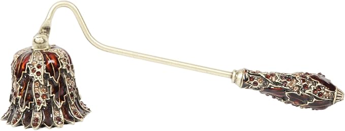 Gold and White Decorative Candle Snuffer with Bell Design and Rhinestone Accents (Burgundy with Gold)