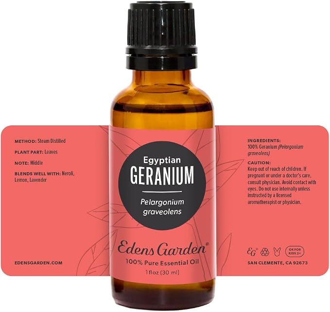 Edens Garden Geranium- Egyptian Essential Oil- 100% Pure Premium Grade, Undiluted, Natural, Therapeutic, Aromatherapy, The Best for Diffuser, Skin, Face, Hair 30 ml (1 fl oz)