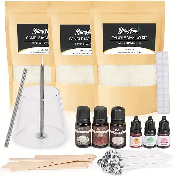Blingfun Candle Making Kit for Beginners, Soy Wax Candle Making Supplies with Natural Soy Wax, Essential Oils, Candle Dye & Candle Wicks, DIY Home Craft Gift for Adults & Women