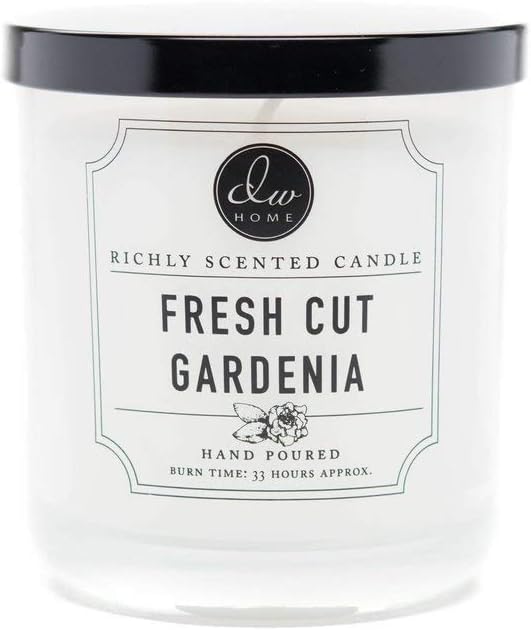 DW Home Fresh Cut Gardenia Scented Candle for Home, 9 oz, Medium Single Wick Candle Jar, Up to 33H Burn Time, Luxury Scented Candle for Relaxation, Gifting, Home Décor