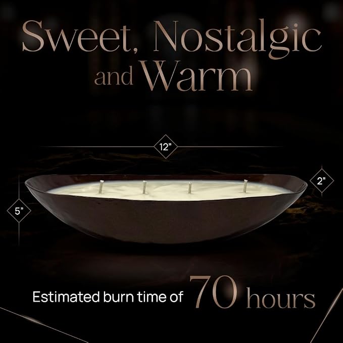 Dough Bowl Candle Co. Luxury Candle - Scented Luxury Candles for Home, 12x5x2 Inch Vessel for Women and Men, Fancy 4 Wick for All Occasions (Bronze, Honeysuckle Jasmine)