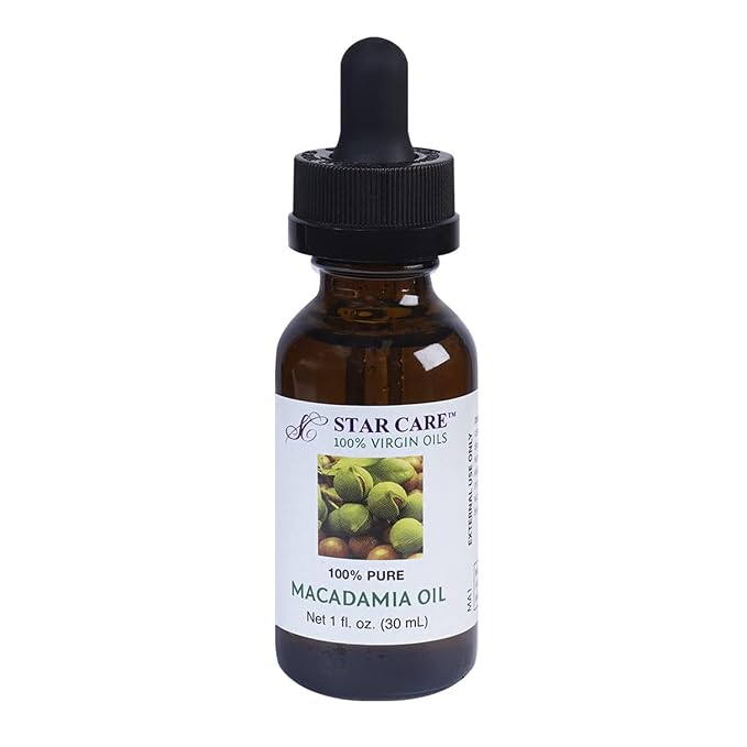 100% Pure Macadamia Oil 1 oz (30ml) Premium Virgin Macadamia Nut Oil for Hair Skin Face Nails Deeply Moisturizing Fast-Absorbing Carrier Oil with Dropper