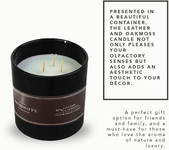 Pecksniff's Leather & Oakmoss Candle | 3 Wicks, 550g /19.4 oz