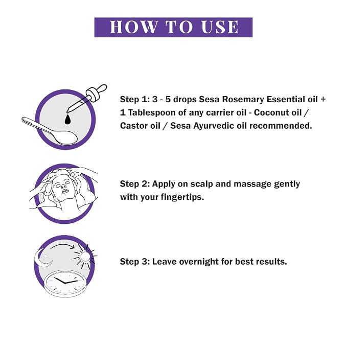 sesa Rosemary Essential Oil For Hair Growth Nourishes Skin Hair Fall Control | 100% Pure & Natural Rosemary Oil, 30 ml | Men and Women