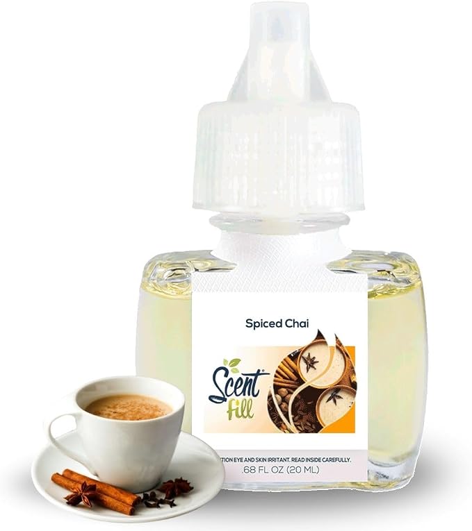 Scent Fill Spiced Chai Plug in Air Freshener, Scented Oil Refills, 2 Refills + Diffuser