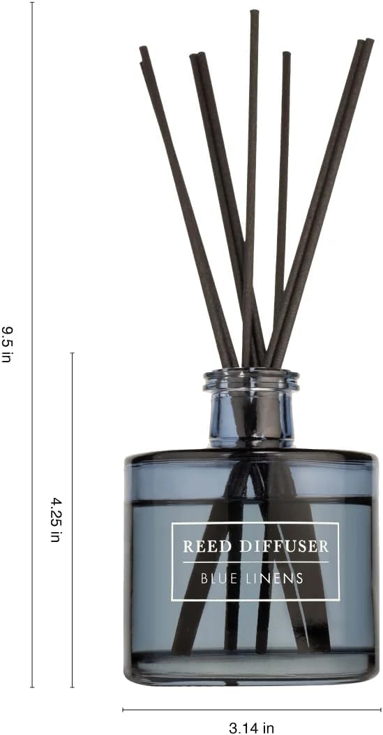 Bellevue Diffuser, 6 fl oz Glass Filled Diffuser, Highly Concentrated Fragrances with Essential Oils, Home Fragrance, Scent:Blue LINENS (Pack of 2)