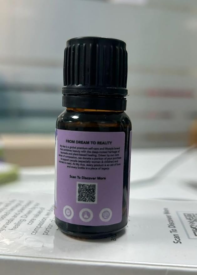 My ACE Lavender Essential Oil 0.33 Fl Oz - Pure & Natural - Premium Grade for Aromatherapy, Diffuser, Skin, Hair, Massage, Candle & Soap Making, Home - Glass Bottle with Dropper - Long Lasting Scent