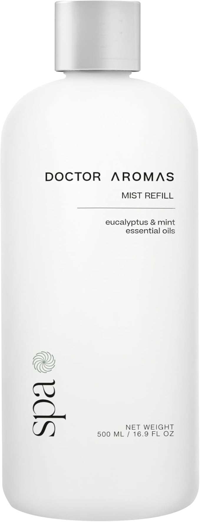 Doctor Aromas Oil Diffuser Essential Oil Blend Refill – Premium Aromatherapy & Home Fragrance, Scent of Eucalyptus & Mint Leaves, 16 fl oz (500 ml) (Spa)