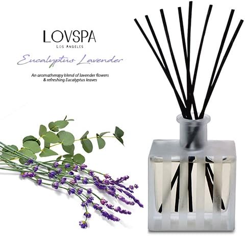 Reed Diffuser Set, DE-Stress Lavender Eucalyptus Scented Oil Diffuser with Sticks, Home Fragrance Accessories for Bathroom Shelf Decor, Aroma Diffusers for Home or Office Desk, USA Made
