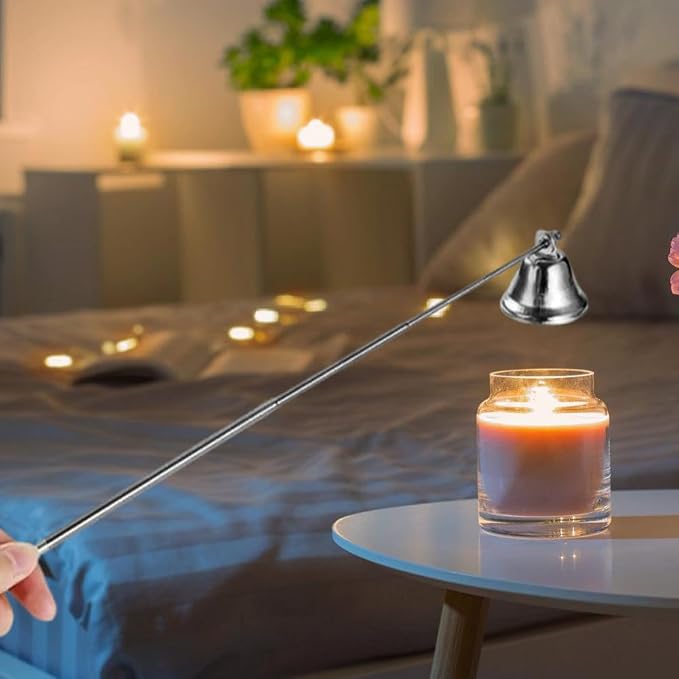 Ouliget Candle Snuffer with Extendable Long Handle,Polished Stainless Steel Wick Flame Snuffer for Tea Light Candles,Candle Tool for Putting Out Extinguishing Flame Safely