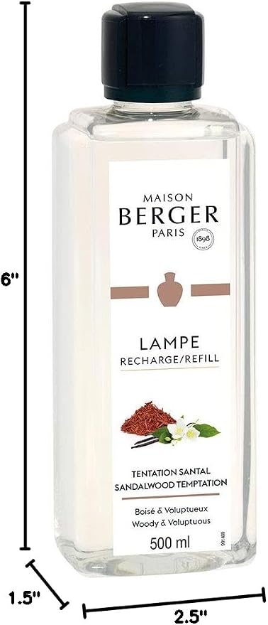 MAISON BERGER Lampe Berger Refill, 500 ml, Sandalwood Temptation | Catalytic Lamp Fragrance Refill, Helps Neutralize Odors, ~80 h Fragrance Diffusion, Made in France
