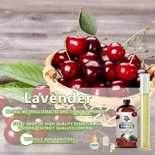 Cherry Essential Oil, Cherry Oils, for Diffuser, Humidifier, DIY Candles, Soap, Home, Office, Car, Gift, Essential Oil, GV77ZF Cherry Fragrance Oil - 16 fl oz (480 ml)