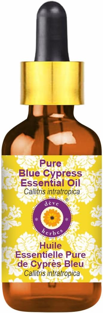 dève herbes Pure Blue Cypress Essential Oil (Callitris intratropica) with Glass Dropper Natural Therapeutic Grade Steam Distilled 5ml (0.16 oz)