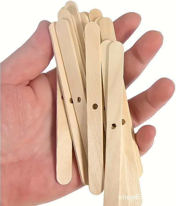 Candle Making Supplies Kit - Natural Cotton & Wooden Wicks with Stickers, Sustainers, Holders for Soy Wax, Beeswax, Coconut Wax DIY Candle Making Supplies (Pack of 6)