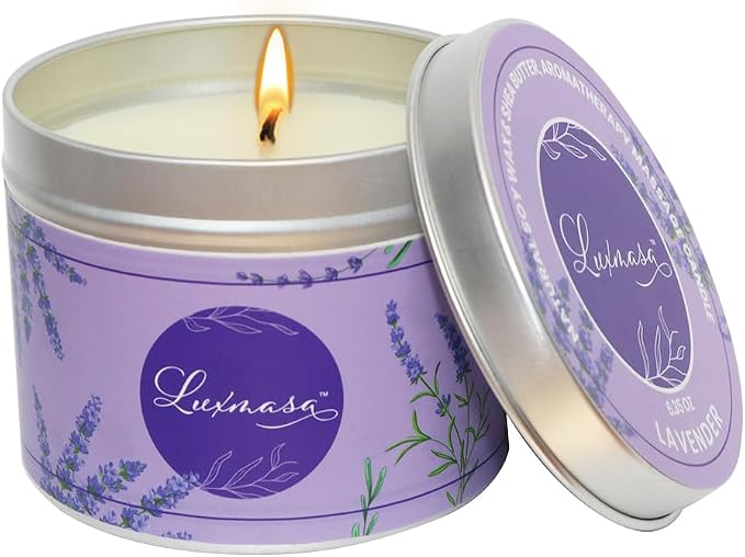 Massage Candle Essential Oil Infused Natural Soy Wax, Low Temperature Candle Aroma Oil for Stress Relief, Clean Burning Gift for Home (Lavender, 6.35OZ)
