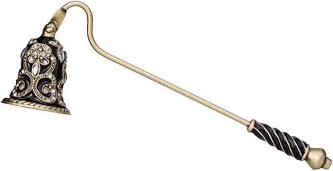 MUXSAM Vintage Candle Snuffer, Candle Extinguisher with Long Handle, Metal Wick Flame Snuffer for Putting Out Candle Flame Safely, Floral Candle Snuffers Accessory for Candle Lovers, Black