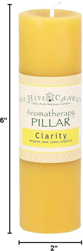 Bee Hive Candles 100% Pure Beeswax Aromatherapy Pillar Candle (2" x 6", Clarity)