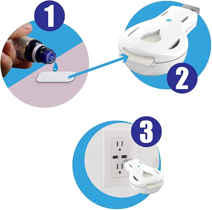 Aromakey USB Aromatherapy Diffuser with 5 Unscented Refill Pads for Bedroom - Bathroom - Kitchen - Home - Office - Car - Travel (White)