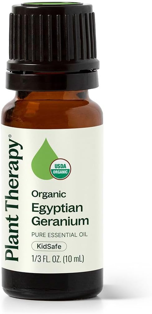 Plant Therapy Organic Egyptian Geranium Essential Oil 100% Pure, USDA Certified Organic, Undiluted, Natural Aromatherapy, Therapeutic Grade 10 mL (1/3 oz)