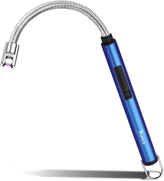 SUPRUS Electric Candle Lighter USB Type C Rechargeable Lighter Steel Shell & Hanging Hook with 360° Flexible Neck(Dark Blue)