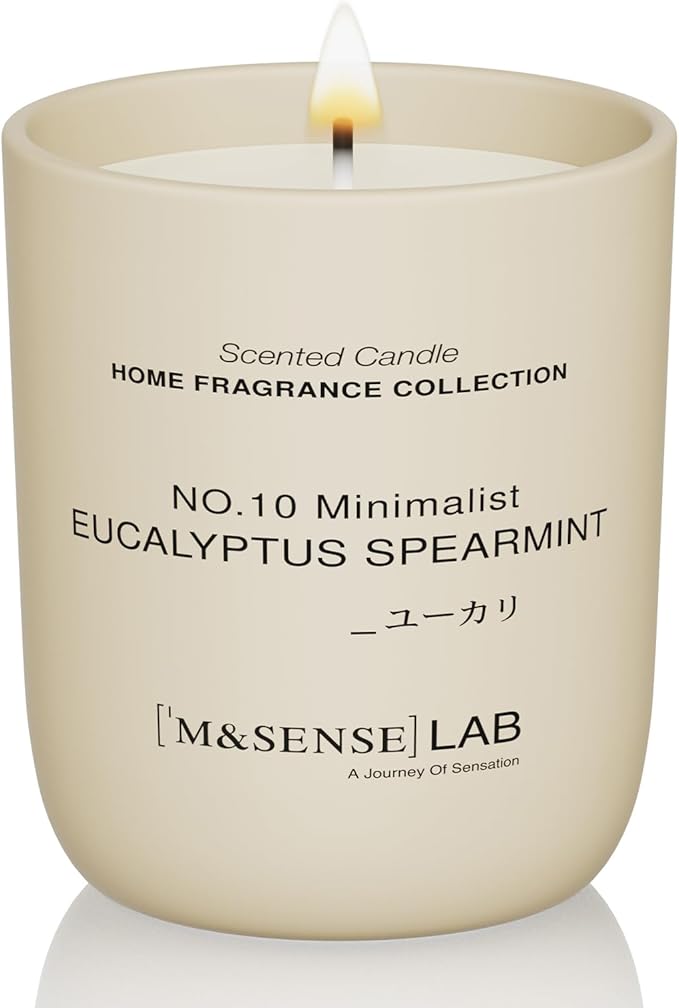 M&SENSE Natural Soy Candle| Eucalyptus Mint | 5.3 oz | Mini Spring Scented Candles for Relaxation,Meditation, Home Décor | for Bedroom, Office, Party Small