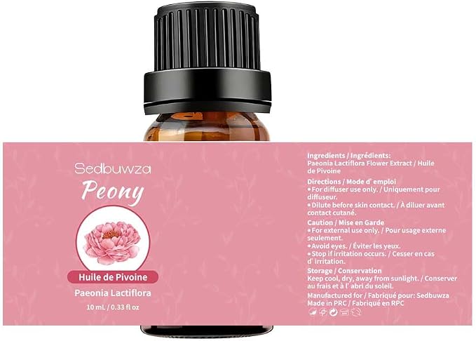 Sedbuwza Peony Lotus Essential Oil Set, Peony Fragrance Oil Lotus Scent Oil Set for Diffuser, Aromatherapy, Massage, Soap, Candle Making 2 x 10 ml