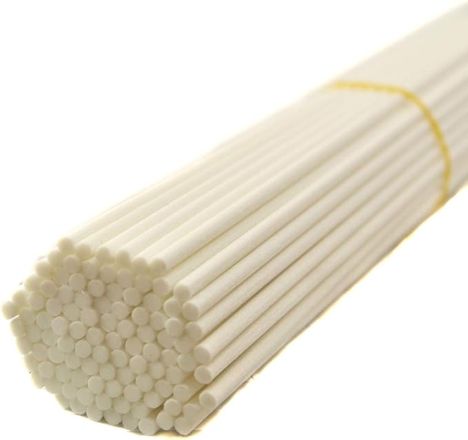 100 Pieces Fiber Reed Diffuser Replacement Refill Sticks (8" x 3mm, White)
