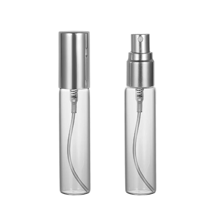 20 Pack Set 10ML Protable Refill Bulk Atomizer Spray Travel Perfume Bottle Hydrating Empty Bottle (Silver Caps)