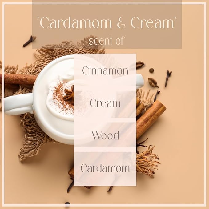 Cardamom & Cream Natural Soy Wax Scented Candle – Crafted in USA, Seattle – Gift for Birthday, Meditation, Home, Spa – Aroma Candle for Relaxing – Aromatherapy Scented Candles for Women & Men