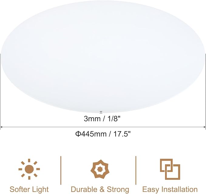 PATIKIL Lampshade Diffuser, 17.5" Diameter Round Diffuser for Drum Lampshades Pendants Light, DIY Light Shield, Frosted White