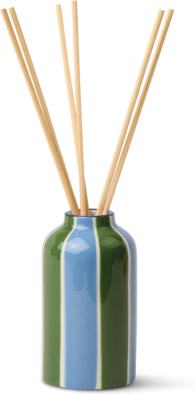 Paddywax A Dopo Reed Diffuser with Wooden Reeds, Long Lasting Home Fragrance Oil, Hand Painted Ceramic Vessel, Decorative Scent for Home, Giftable Box, 4 fl oz, Misted Lime