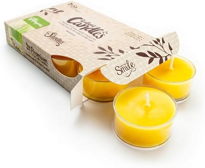 Wild Lemongrass Premium Tealight Candles - 6 Yellow Highly Scented Tea Lights - Beautiful Candlelight - Made in the USA - Fresh & Clean Collection