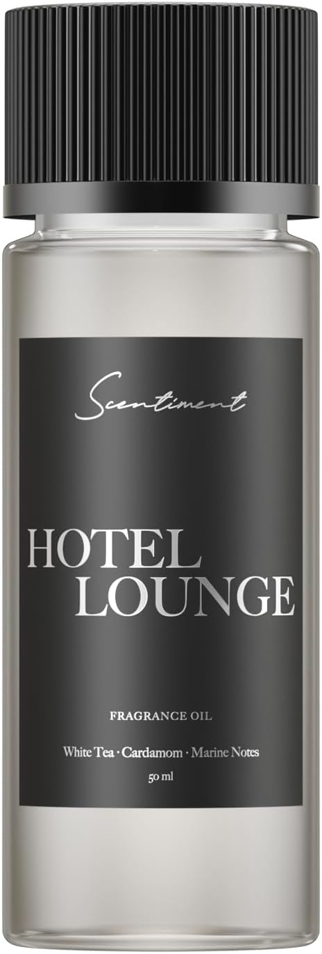 Scentiment Hotel Lounge Diffuser Oil - Premium Hotel Scent with Notes of White Tea, Cardamom & Marine Notes Home Scent, Hotel Fragrance Oil Diffuser Refill - 1.69 fl oz (50 mL)