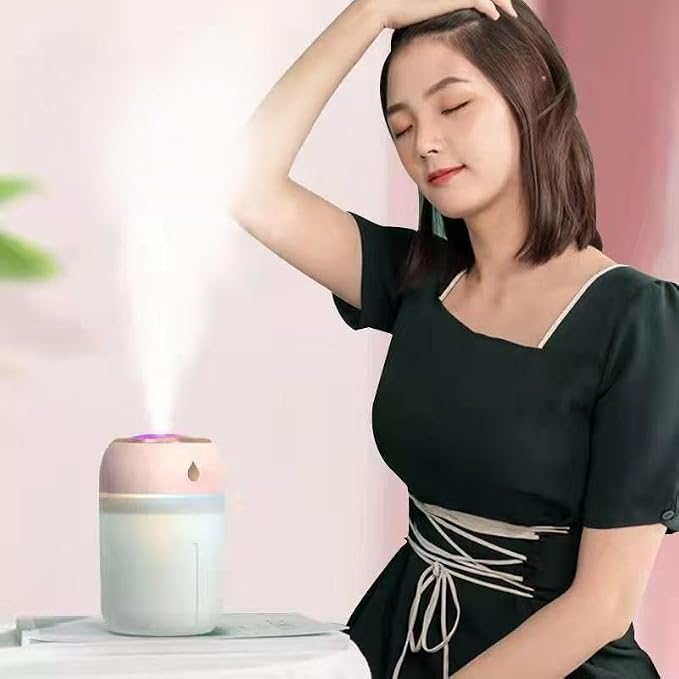 Portable Mini Humidifier for Bedroom, Office, Car, USB Personal Humidifier with LED Lights, 330ML Capacity, Auto Shut-Off, Aromatherapy Diffuser
