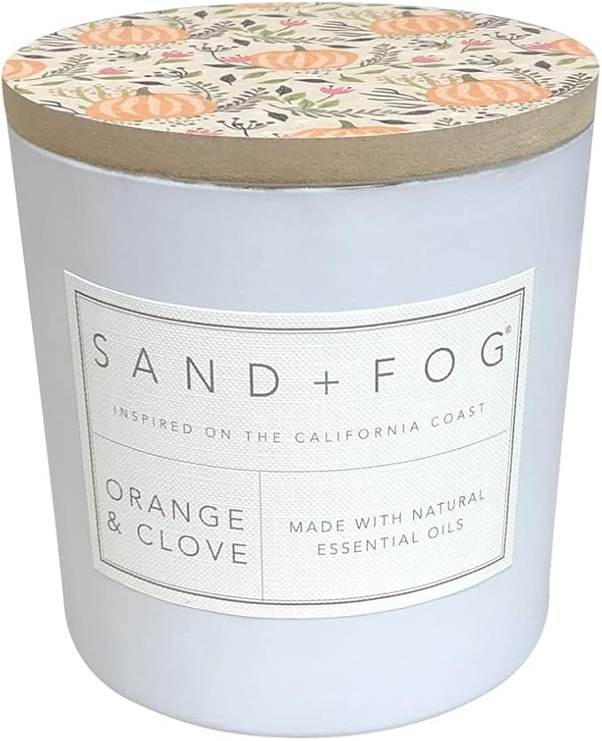 Sand + Fog Scented Candles - Orange & Clove - Additional Scents and Sizes - 3 Wicks 100% Cotton Lead-Free - Luxury Air Freshening Jar Candles - Perfect Home Decor - 21 oz