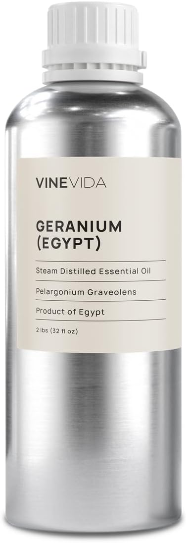 VINEVIDA Geranium (Egypt) Essential Oil 32 oz - Undiluted Geranium (Egypt) Oil 32 oz - Geranium (Egypt) Candle Oil Scent - DIY Candle Scents for Candlemaking - Bulk Essential Oil for Soap Making