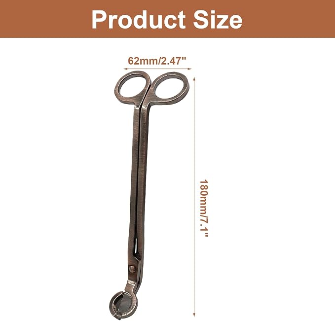 Candle Wick Trimmer, Stainless Steel Candle Wick Clipper Wick Cutter Scissor, Red Bronze