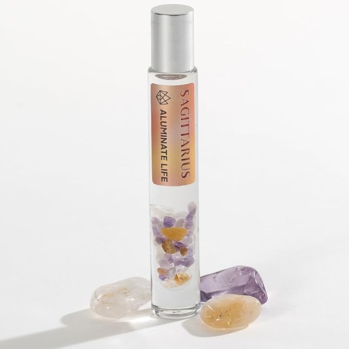 Sagittarius Zodiac Crystal-Infused Essential Oil Rollerball, Aromatherapy Blend - Inspiration & Focus, Premium Astrology Sign Birthday Gift, Natural Therapeutic Roller, 10 mL