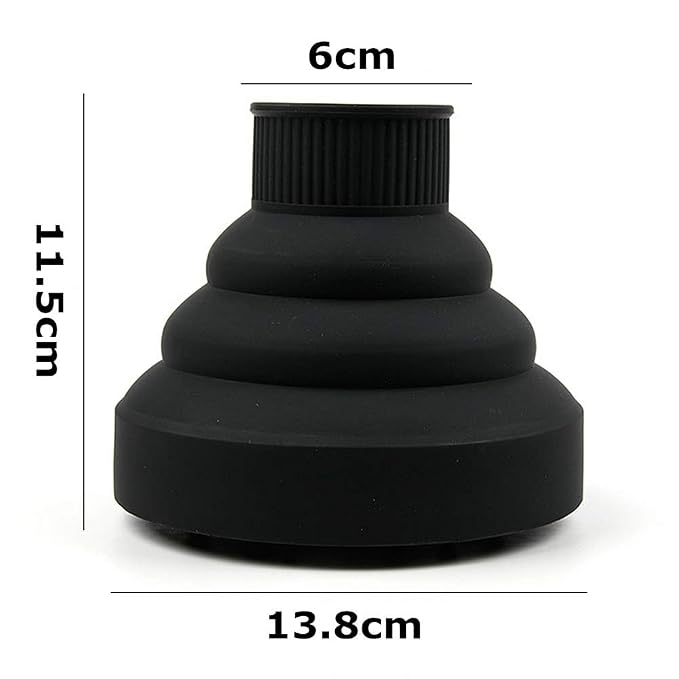 Hair Diffuser Attachment for Hair Dryer Travel Collapsible Portable Diffuser for Curly Hair Women .Airflow Attachment for Salon or Home Use with Nozzle 1.65-1.9In (Black)