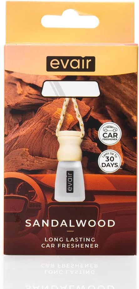 Evair Sandalwood Scent Car Air Freshener | Hanging Car Diffuser - Long Lasting Air Freshener -Fragrance from Essential Oil