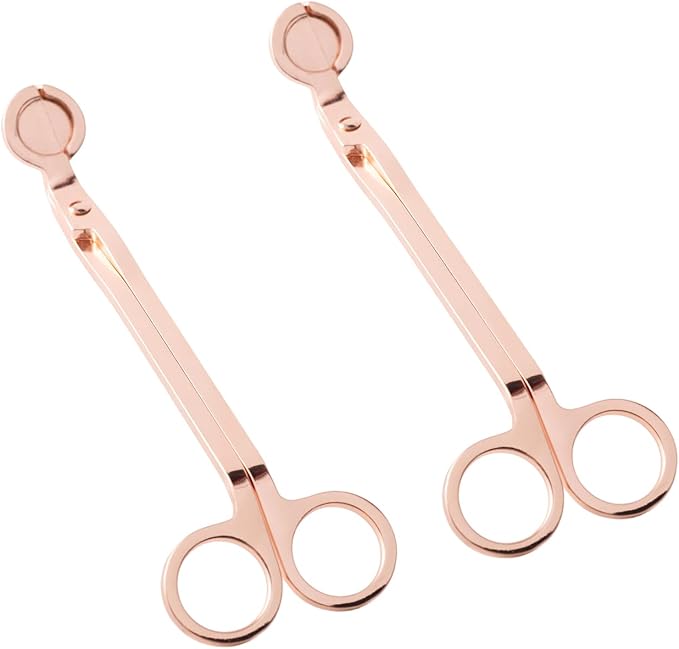 2 Pack 7.08 in Rose Gold Candle Wick Trimmer, Bulk Wick Candle Accessories, Candle Care Wick Clipper Cutter, Scissors for Safe Flame Control and Cleaner Burn