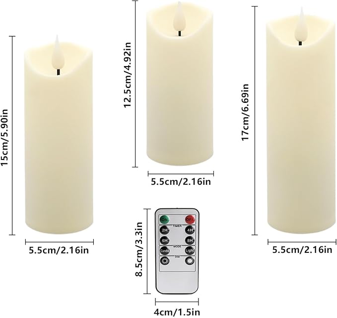24 Pack Flameless LED Pillar Candles with Remote - Battery Operated Ivory Candles, Waterproof, 3 Sizes for Wedding Centerpieces, Christmas Decor, Home Party, Tabletop Lighting