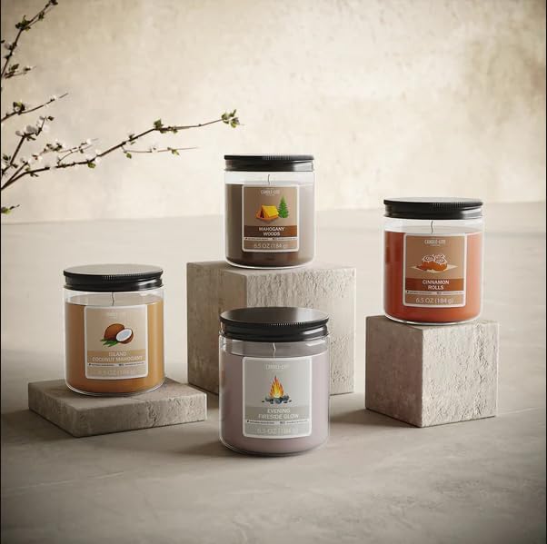 Candle-Lite 2 Pack Scented Candles, Island Coconut Mahogany, 6.5 oz Jar, Proudly Poured in The USA, Aromatherapy Candle Set, Single-Wick with 40 Hours of Burn Time, Ideal Gift for Men and Women