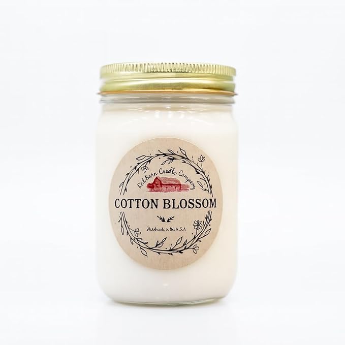 Cotton Blossom Aromatherapy Candle 12 oz | 100% All-Natural Soy Wax & Essential Oil Infused | 40+ Hour Burn Time | Pet Safe + Smoke Odor Eliminating | Handmade in U.S.A. | Non-Toxic Candles