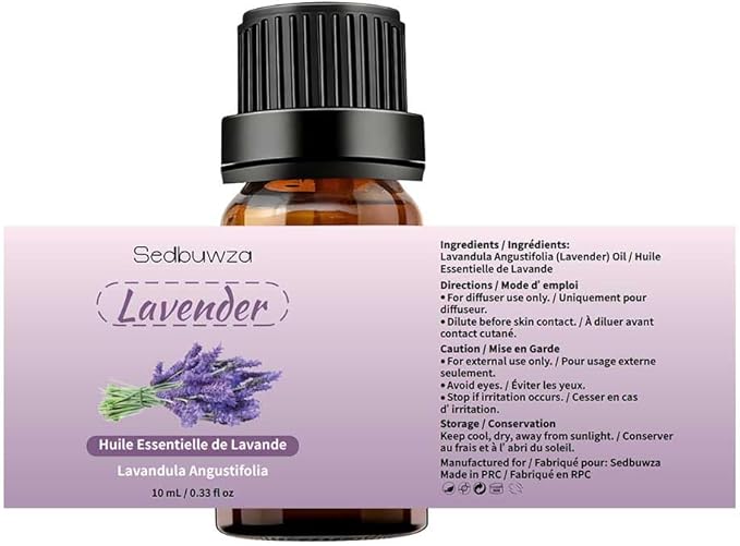 Sedbuwza Vanilla Lavender Essential Oil Set, Vanilla Fragrance Oil Lavender Scent Oil Set for Diffuser, Aromatherapy, Massage, Soap, Candle Making 2 x 10 ml