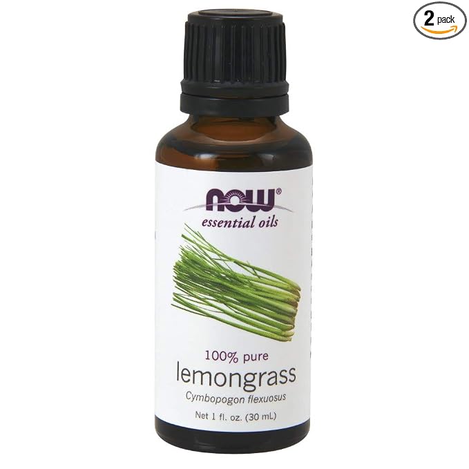NOW Essential Oils, Lemongrass Oil, Uplifting Aromatherapy Scent, Steam Distilled, 100% Pure, Vegan, Child Resistant Cap, 1-Ounce