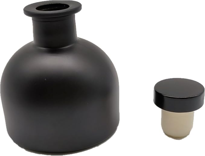 2PCS Perfume Reed Diffuser Bottle,Empty Glass Container 100ml Fragrance Accessories use with Black Sticks for DIY Replacement (Matte Black)