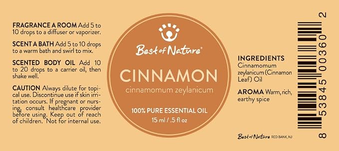 Cinnamon Leaf Essential Oil for Diffuser Aromatherapy – Best of Nature 100% Pure Undiluted Oils for DIY, Home Fragrance, and Topical Use
