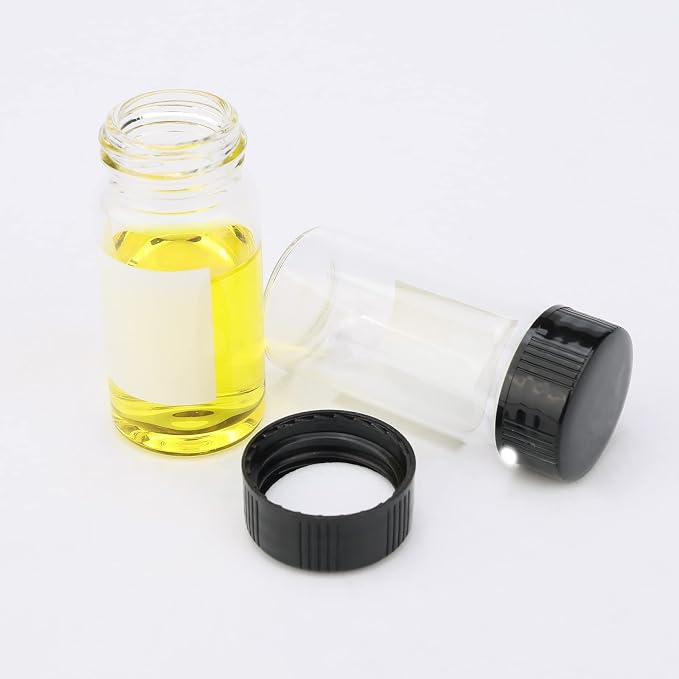 Kesell 40-Pack 20ml (0.68oz, 5.4dram) Clear Glass Vials with Labels - Borosilicate Glass Sample Bottles for Samples - Essential Oil Storage Containers, Leak Proof Refillable Empty Bottles