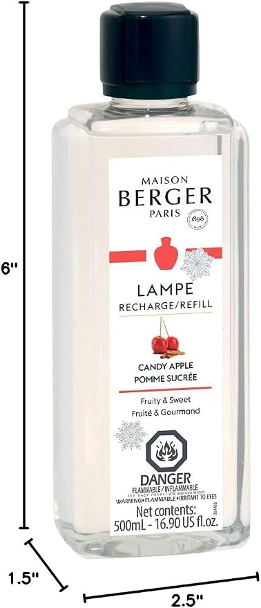 MAISON BERGER Lampe Berger Refill, 500 ml, Candy Apple | Catalytic Lamp Fragrance Refill, Helps Neutralize Odors, ~80 h Fragrance Diffusion, Made in France